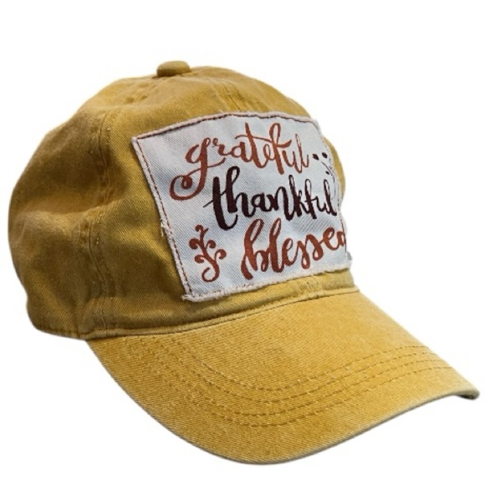 DAVID AND YOUNG GRATEFUL THANKFUL BLESSED BASEBALL CAP YELLOW GOLD ONE SIZE